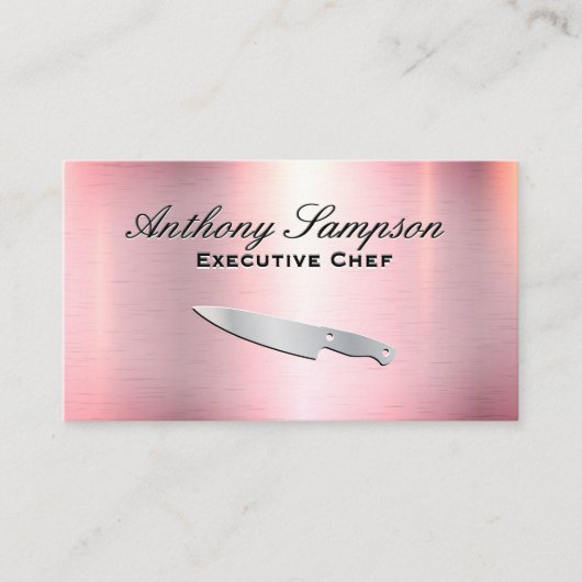Executive Chef | Roze zilver metallisch Visitekaartje (Voorkant)