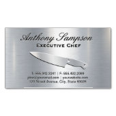 Executive Chef | Silver Metallic Gloss-achtergrond Magnetisch Visitekaartje (Voorkant)