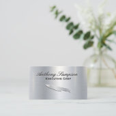Executive Chef | Silver Metallic Gloss-achtergrond Visitekaartje (Staand voorkant)