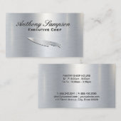 Executive Chef | Silver Metallic Gloss-achtergrond Visitekaartje (Voorkant / Achterkant)