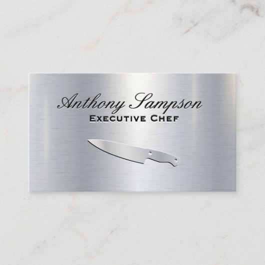 Executive Chef | Silver Metallic Gloss-achtergrond Visitekaartje (Voorkant)
