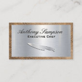 Executive Chef | Silver Metallic | Ledergrens Visitekaartje (Voorkant)
