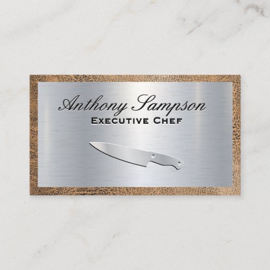 Executive Chef | Silver Metallic | Ledergrens Visitekaartje (Voorkant)