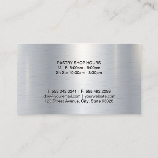 Executive Chef | Zilveren Metalen Glans Achtergron Visitekaartje (Achterkant)