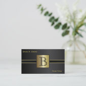 Executive Classic Black Monogram Visitekaartje (Staand voorkant)