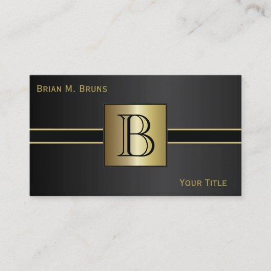 Executive Classic Black Monogram Visitekaartje (Voorkant)