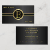 Executive Classic Black Monogram Visitekaartje (Voorkant / Achterkant)