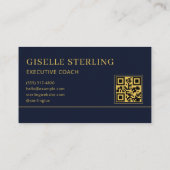 Executive Coach Blauwe Gouden Logo QR Code Visitekaartje (Achterkant)