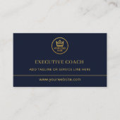 Executive Coach Blauwe Gouden Logo QR Code Visitekaartje (Voorkant)
