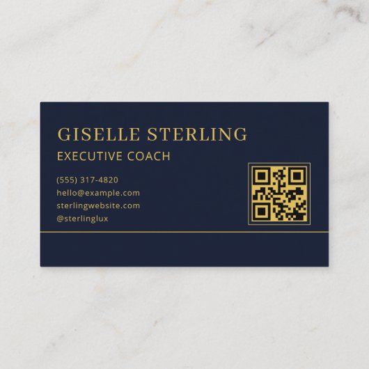 Executive Coach Blue Gold Logo QR Code Visitekaartje (Achterkant)