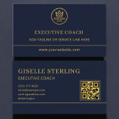 Executive Coach Blue Gold Logo QR Code Visitekaartje