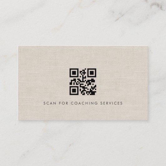 Executive Coach Linen Photo QR Code Visitekaartje (Achterkant)