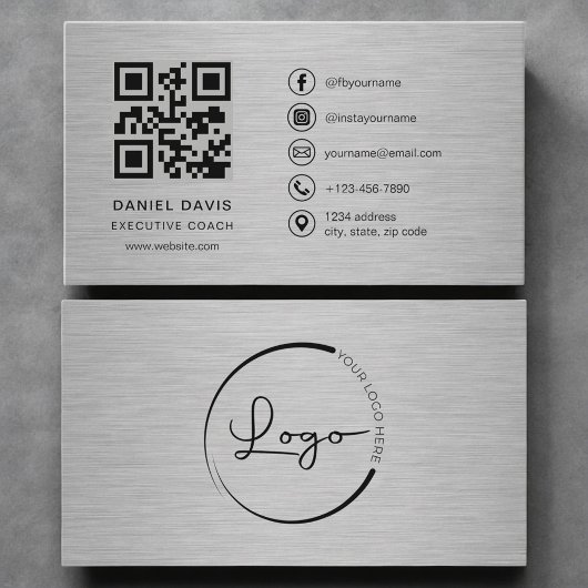 Executive Coach Metalen QR-code Visitekaartje