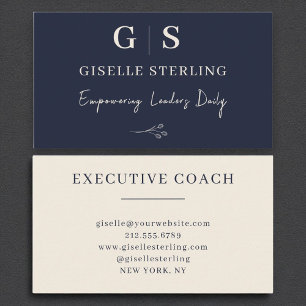Executive Coach Monogram Elegante Marine Blue Crea Visitekaartje