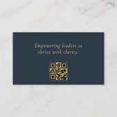 Executive Coach Navy Blauw Goud QR Code Visitekaartje (Achterkant)