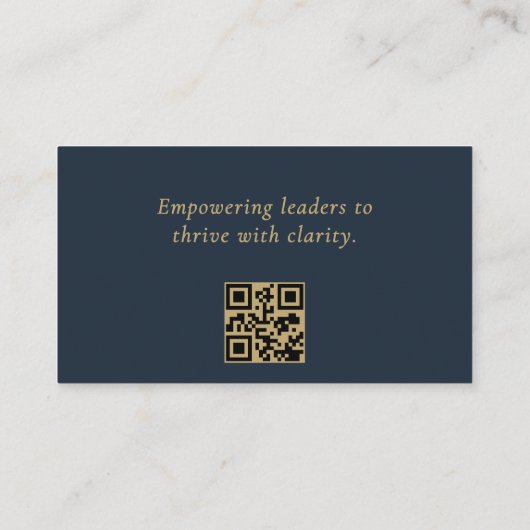 Executive Coach Navy Blauw Goud QR Code Visitekaartje (Achterkant)