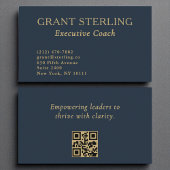 Executive Coach Navy Blauw Goud QR Code Visitekaartje