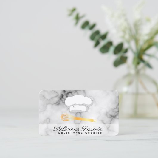 Executive Culinair Meester | Gouden Garde Marble Visitekaartje (Staand voorkant)