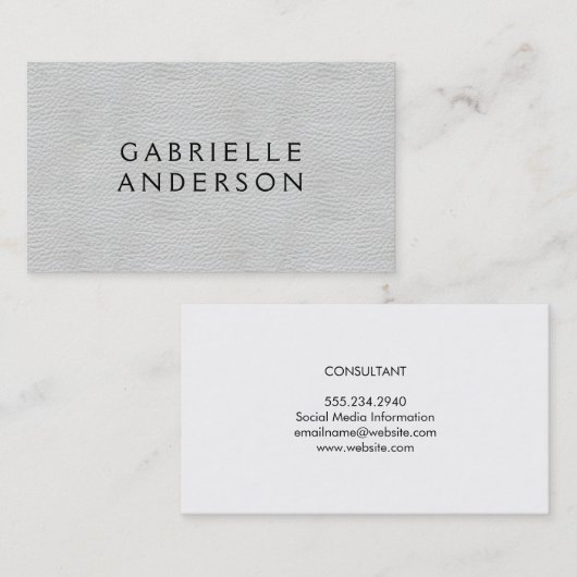 Executive Elegant Grey Leather Visitekaartje (Voorkant / Achterkant)