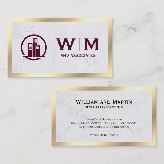 Executive Gold Classic Monogram | Bedrijfskaart Visitekaartje (Voorkant / Achterkant)