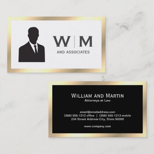 Executive Gold Classic Monogram Visitekaartje (Voorkant / Achterkant)