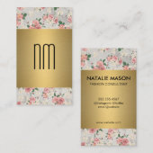 Executive Gold Floral Pattern-reeks met monogram Visitekaartje (Voorkant / Achterkant)