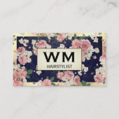 Executive Gold Lijst Blue Slate Floral Pattern Visitekaartje (Voorkant)