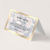 Executive Gold Lijst Blue Slate Floral Pattern Visitekaartje (Achterkant)