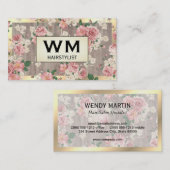 Executive Gold Lijst Marble Floral Pattern Visitekaartje (Voorkant / Achterkant)