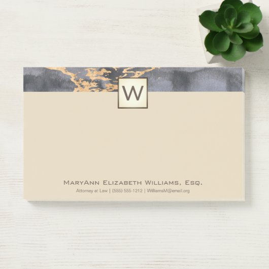Executive Gold Marble Monogram Post-it® Notes (Kantoor)