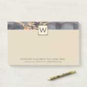 Executive Gold Marble Monogram Post-it® Notes (Op bureau)