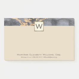 Executive Gold Marble Monogram Post-it® Notes