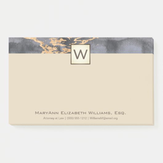 Executive Gold Marble Monogram Post-it® Notes (Voorkant)