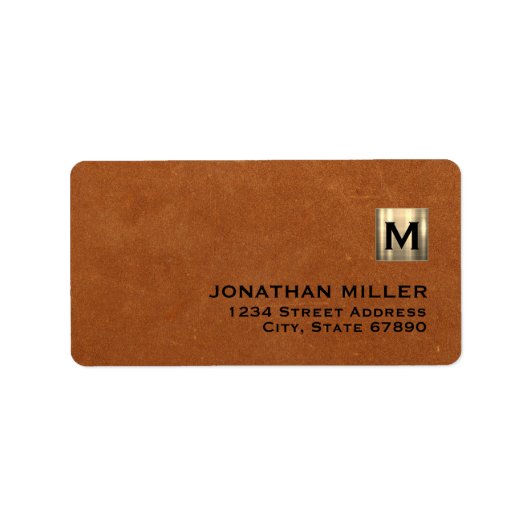 Executive Gold Monogram Sable Leather Etiket (Voorkant)