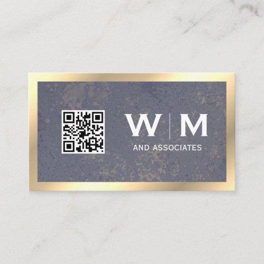 Executive Gold Texture Monogram | Qr-code Visitekaartje (Voorkant)