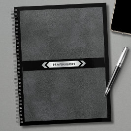 Executive Gray Black Minimalist Name Professional Planner