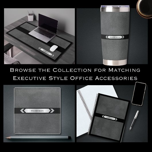 Executive Gray Black Minimalist Name Professional  Planner