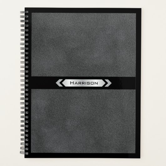 Executive Gray Black Minimalist Name Professional  Planner (Voorkant)