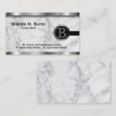 Executive Gray Marble Monogram Visitekaartje (Voorkant / Achterkant)