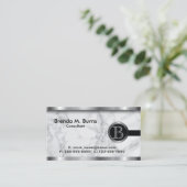Executive Gray Marble Monogram Visitekaartje (Staand voorkant)