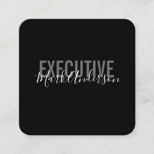 Executive | Handtekening Serie (Zwart) Vierkante Visitekaartje (Voorkant)