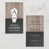 Executive Hout Lederen Kapper Scheermes Visitekaartje (Voorkant / Achterkant)