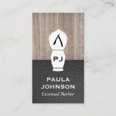 Executive Hout Lederen Kapper Scheermes Visitekaartje (Voorkant)