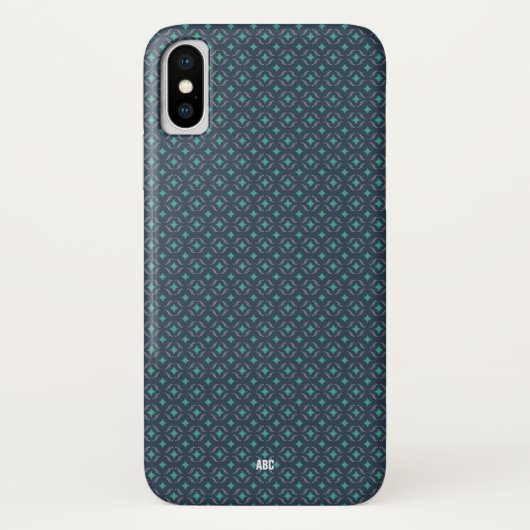 Executive iPhone X Hoesje Blue Pattern Monogrammed (Achterkant)