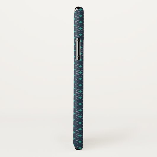Executive iPhone X Hoesje Blue Pattern Monogrammed (Achterkant / rechts)