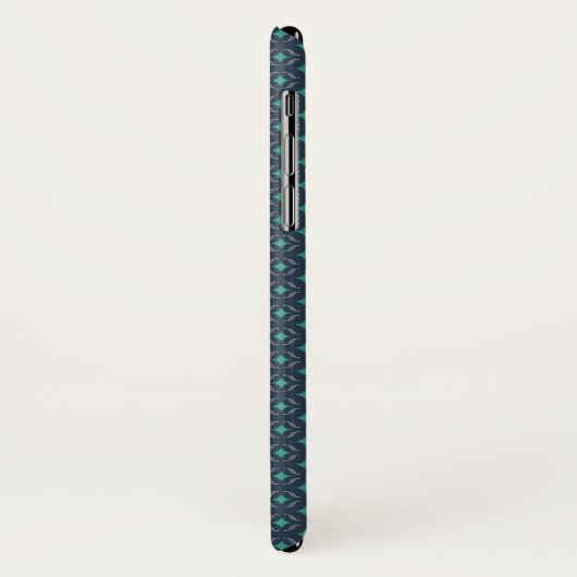 Executive iPhone X Hoesje Blue Pattern Monogrammed (Achterkant/links)