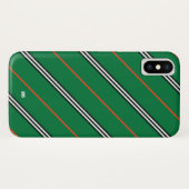 Executive iPhone X Hoesje Green Striped Monogramme (Achterkant (horizontaal))