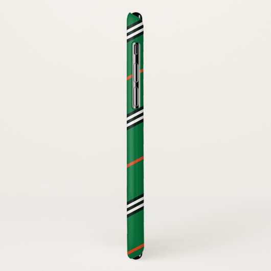 Executive iPhone X Hoesje Green Striped Monogramme (Achterkant/links)