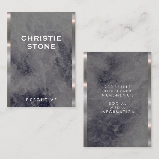 Executive Lux Trim | Zwarte marmer Visitekaartje (Voorkant / Achterkant)