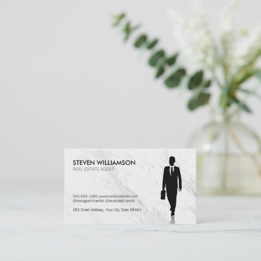 Executive makelaar / Marmer Afsprakenkaartje (Staand voorkant)